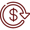 icon of money with arrow circling around